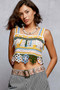 POL Cutout Flower Cropped Crochet Cami with with Dangle Detail