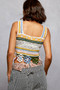 POL Cutout Flower Cropped Crochet Cami with with Dangle Detail