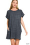 Zenana Premium Cotton Washed T-Shirt Dress