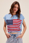 SO ME Fourth Of July American Flag Boxy Fit Sweater Top