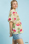 Umgee Abstract Print Blouse with Ruched Detail
