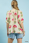 Umgee Abstract Print Blouse with Ruched Detail