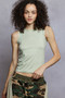 POL Round Neck Cropped Tank with Lace Trim