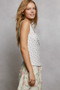 POL Ruched Floral V-Neck Tank with Lace Detail