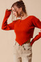 SO ME Rib Knitted Crop Sweater Top With Shaped Hem