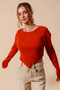 SO ME Rib Knitted Crop Sweater Top With Shaped Hem