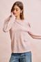 BiBi Textured Flower Knit Puff Shoulder Top