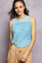 POL Ribbed Round Neck Cropped Tank with Lace Detail