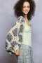 POL Open Front Floral Crochet Cardigan