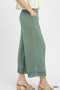 Umgee Linen Wide Leg Cropped Pants with Lace Trim