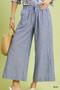 Umgee Linen Blend Striped Wide Leg Pants