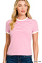 Zenana Striped Contrast Trim Tee