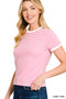 Zenana Striped Contrast Trim Tee