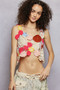 POL Openwork Floral Cropped Crochet Cami
