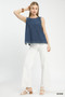 Umgee Sleeveless Fringe Hem Denim Top