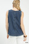 Umgee Sleeveless Fringe Hem Denim Top