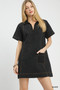 Umgee Eyelet Short Sleeve Shift Dress with Pocket
