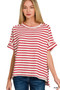 Zenana Stripe Jacquard Round-Meck Tee