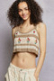 POL Floral Embroidered Cropped Crochet Cami with Scalloped Hem