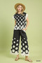 Umgee Hexagon Print Wide Leg Pants with Scalloped Hem
