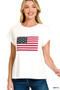 Zenana Full Size US Flag Round Neck Short Sleeve T-Shirt Plus Size