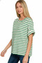 Zenana Stripe Jacquard Round-Meck Tee