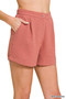 Zenana Woven Airflow Back Elastic Waist Shorts
