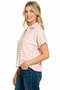 Zenana Striped Split Neck Collared Top