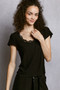 POL Round Neck Short Sleeve Crop T-Shirt with Lace Trim
