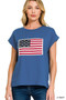 Zenana Full Size US Flag Round Neck Short Sleeve T-Shirt Plus Size