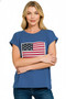 Zenana Full Size US Flag Round Neck Short Sleeve T-Shirt Plus Size