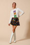 SO ME Mardi Gras Checker Sequins Mini Skirt