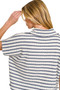 Zenana Striped Split Neck Collared Top