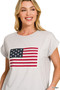 Zenana US Flag Round Neck Short Sleeve T-Shirt
