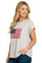 Zenana US Flag Round Neck Short Sleeve T-Shirt