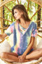 BiBi Tie Dye Terry V Neck Top With Double Strap