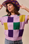 SO ME Mardi Gras Check Plaid Casual Sweater Top