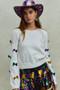 SO ME Mardi Gras Glitter Bow Ribbon Sweater Knit Top