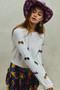 SO ME Mardi Gras Glitter Bow Ribbon Sweater Knit Top