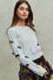 SO ME Mardi Gras Glitter Bow Ribbon Sweater Knit Top