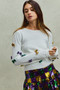 SO ME Mardi Gras Glitter Bow Ribbon Sweater Knit Top