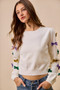 SO ME Mardi Gras Glitter Bow Ribbon Sweater Knit Top