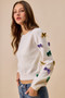 SO ME Mardi Gras Glitter Bow Ribbon Sweater Knit Top