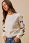 SO ME Mardi Gras Glitter Bow Ribbon Sweater Knit Top