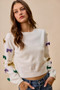 SO ME Mardi Gras Glitter Bow Ribbon Sweater Knit Top
