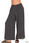 Zenana Woven Airflow Elastic Waistband Pants