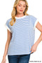 Zenana Striped Round Neck Short Sleeve Contrast Trim T-Shirt