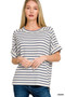 Zenana Striped Short Sleeve Hi-low Tee