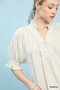 Umgee Linen Scalloped Ruffle Neck Blouse