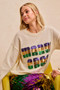 BiBi Mardi Gras Sequin Lattering Knit Top
